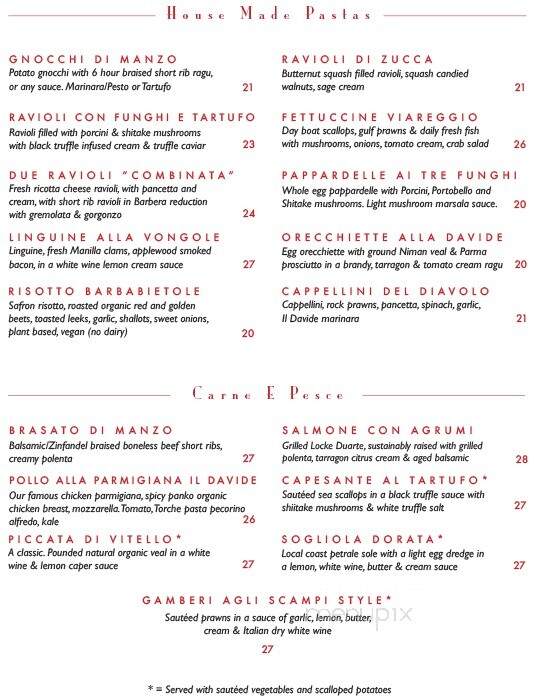 Il Davide Restaurant - San Rafael, CA menu_pic