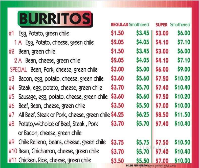 Gomez Burritos - Denver, CO menu_pic