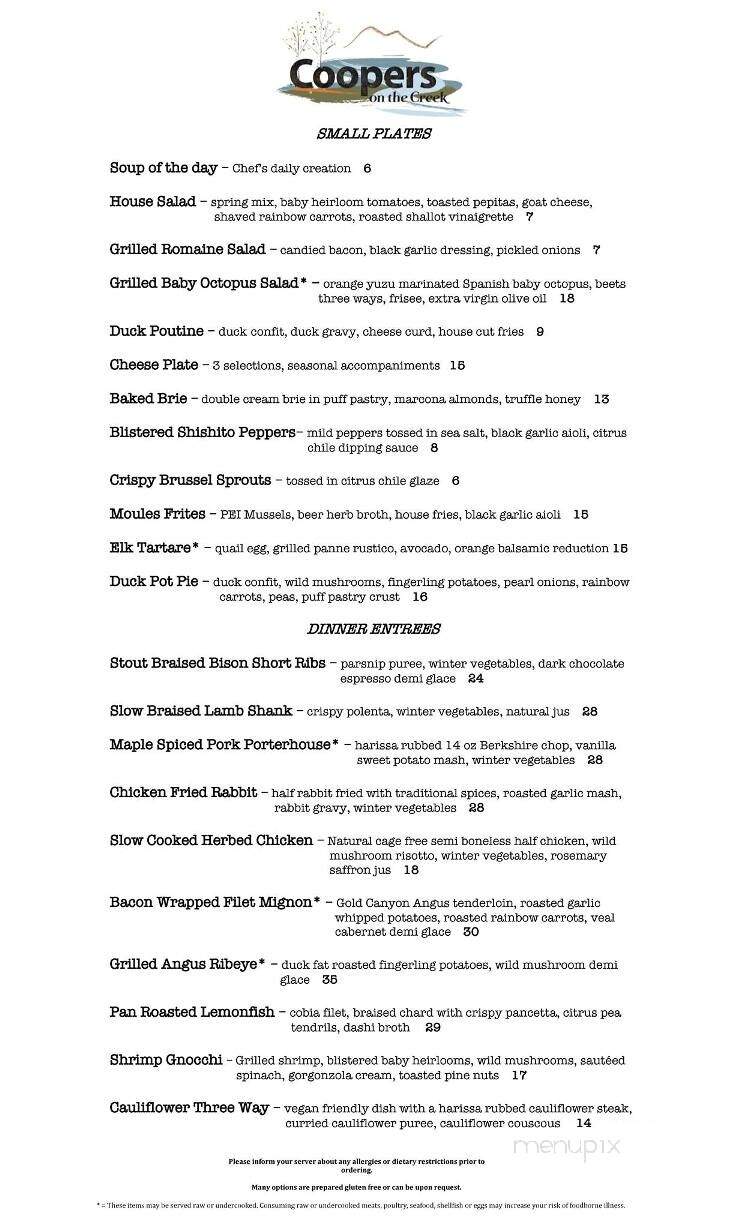 Cooper's on the Creek - Georgetown, CO menu_pic