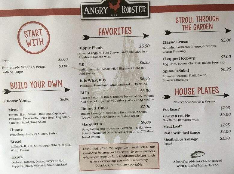 Angry Rooster Deli - Caledonia, NY menu_pic