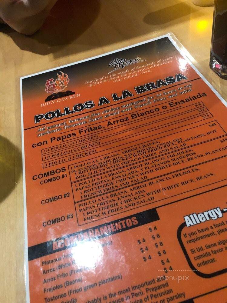 Juicy Chicken Peruvian Rotisserie Bar & Grill - New Rochelle, NY menu_pic