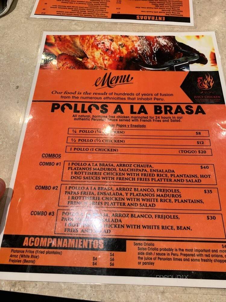 Juicy Chicken Peruvian Rotisserie Bar & Grill - New Rochelle, NY menu_pic
