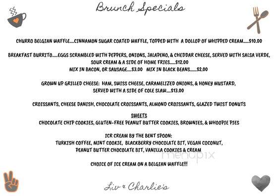 Liv & Charlie Real Food - Lambertville, NJ menu_pic