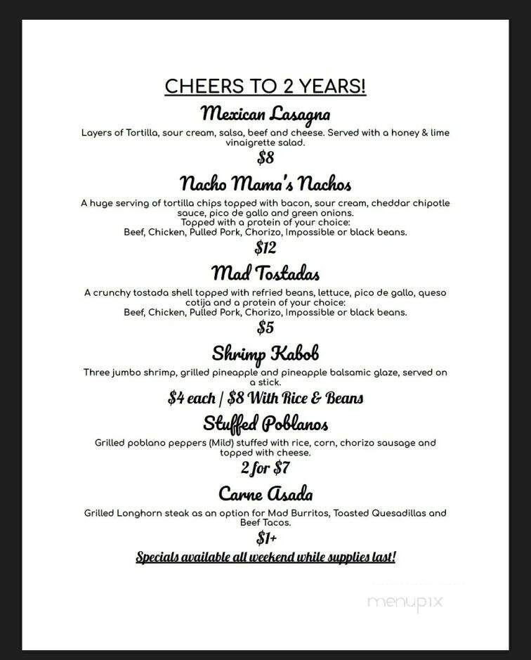 Mad Tacos - Cazenovia, NY menu_pic