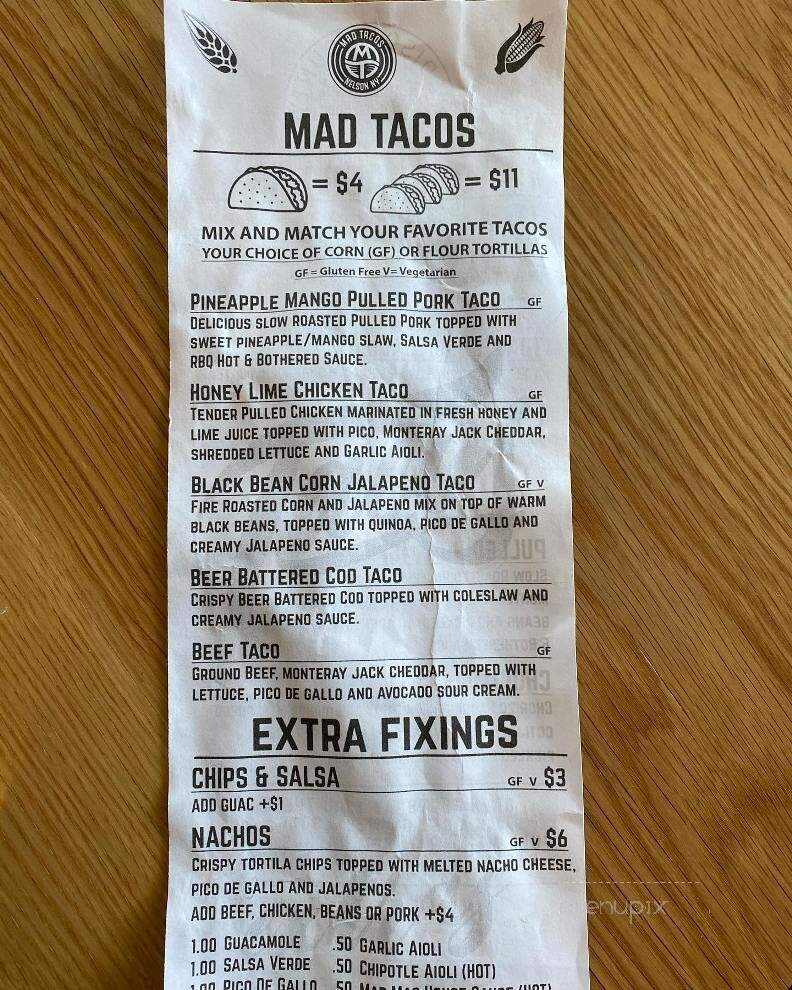 Mad Tacos - Cazenovia, NY menu_pic
