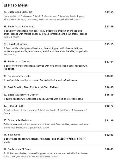El Paso Mexican Grill - West Monroe, LA menu_pic