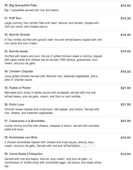 El Paso Mexican Grill - West Monroe, LA menu_pic
