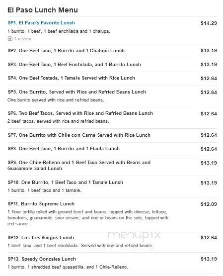 El Paso Mexican Grill - West Monroe, LA menu_pic