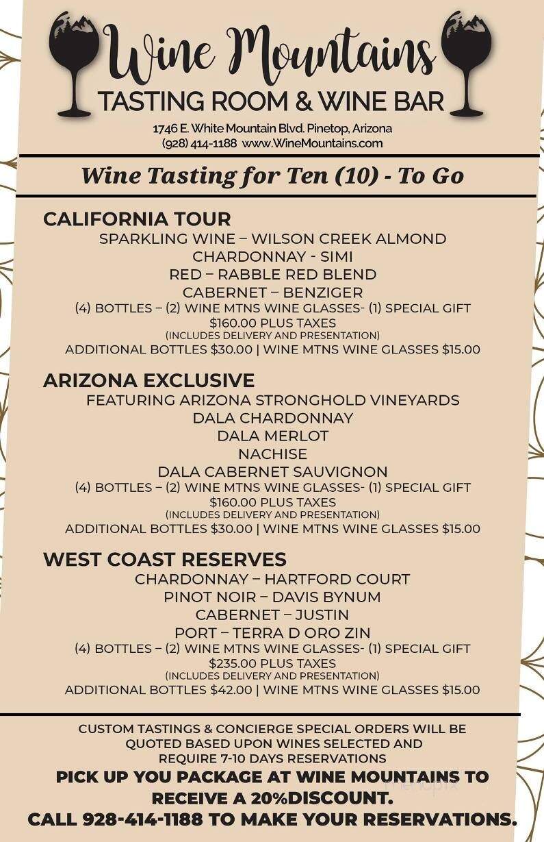 Wine Mountains - Pinetop-Lakeside, AZ menu_pic