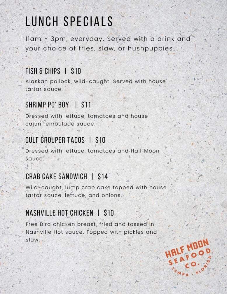 Half Moon Seafood Company - Temple Terrace, FL menu_pic