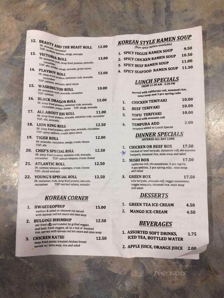 Young's Kitchen Sushi - Mission, BC menu_pic