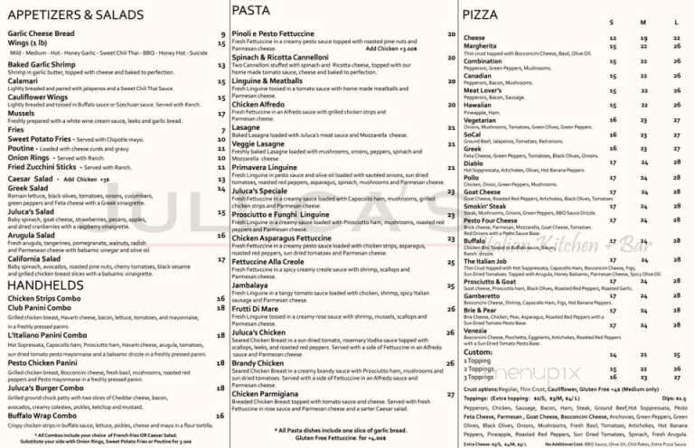Juluca's Bistro Cafe - Ottawa, ON menu_pic