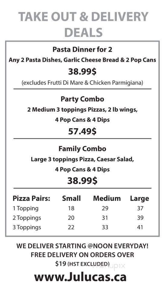 Juluca's Bistro Cafe - Ottawa, ON menu_pic