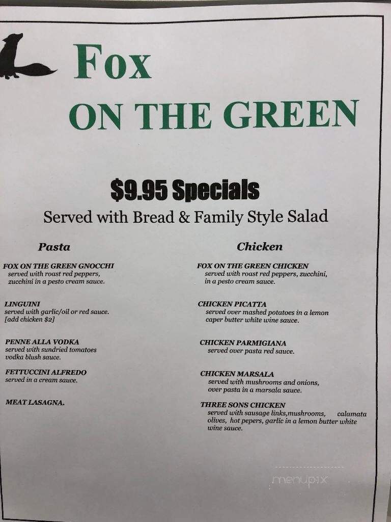 Fox On the Green - Portland, CT menu_pic