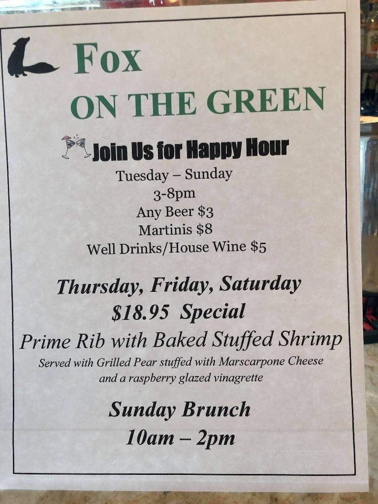 Fox On the Green - Portland, CT menu_pic
