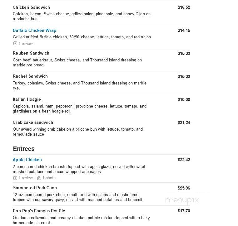 Will-Onita's Family Restaurant - Jeannette, PA menu_pic