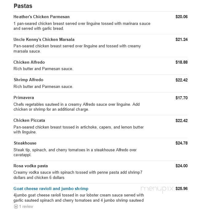 Will-Onita's Family Restaurant - Jeannette, PA menu_pic