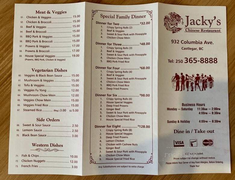 Jacky's Chinese Restaurant - Castlegar, BC