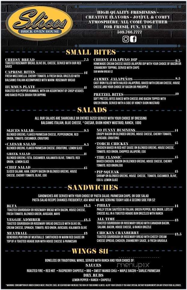 Slices Brick Oven House - Moses Lake, WA menu_pic
