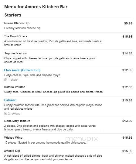 Amores Kitchen Bar - Marblehead, MA menu_pic
