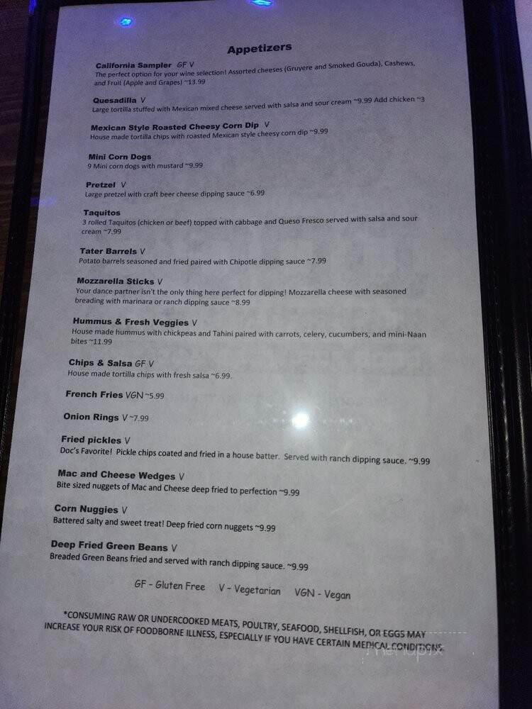 Doc's Watering Hole - Sierra Vista, AZ menu_pic