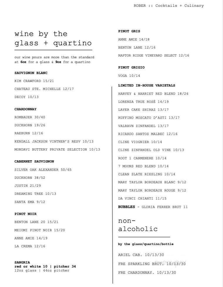 Rober Cocktails and Culinary - Benton, AR menu_pic
