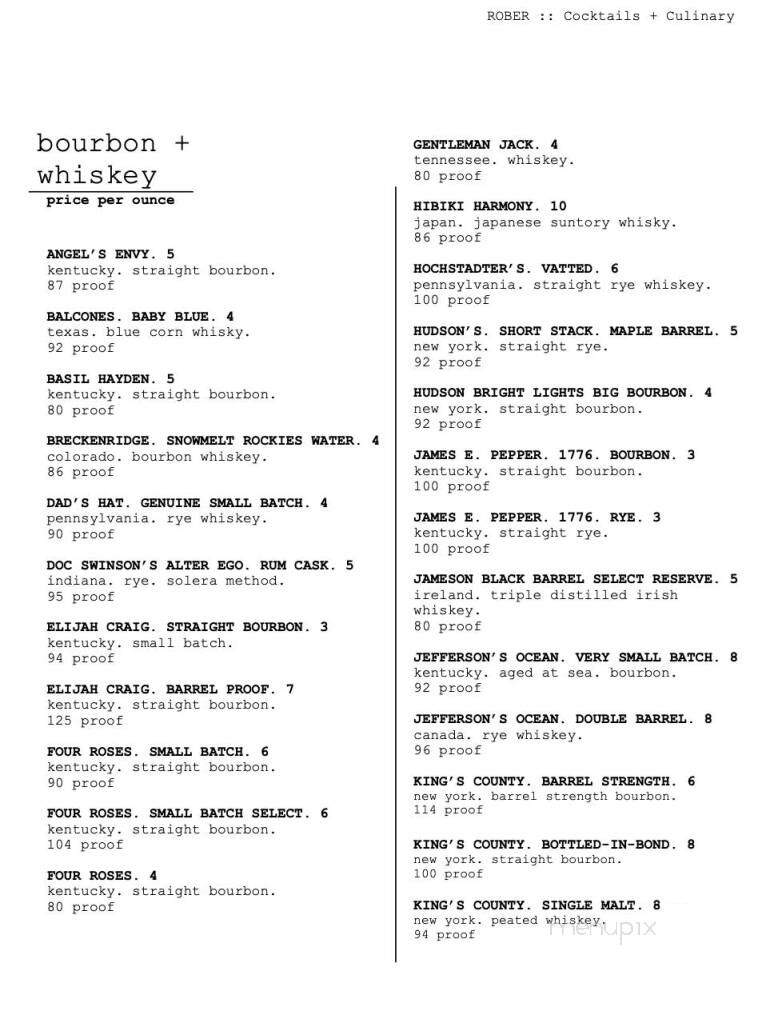Rober Cocktails and Culinary - Benton, AR menu_pic