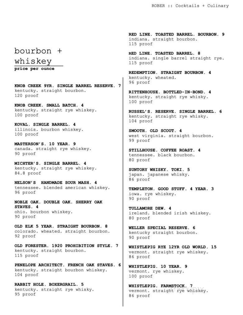 Rober Cocktails and Culinary - Benton, AR menu_pic