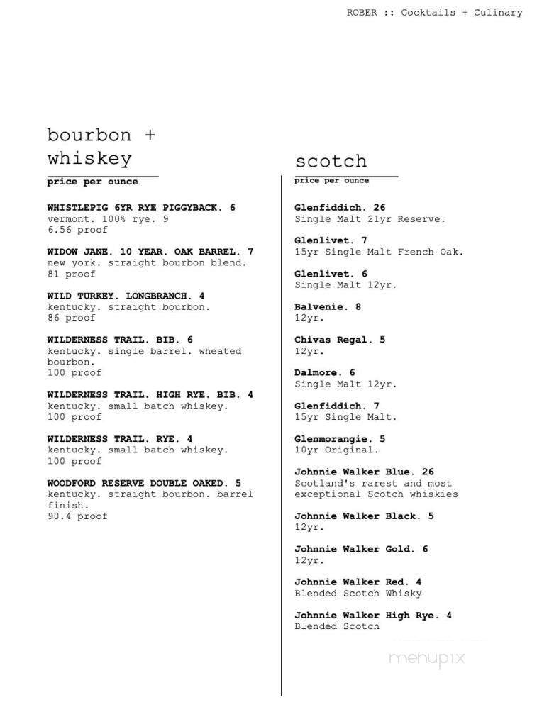 Rober Cocktails and Culinary - Benton, AR menu_pic
