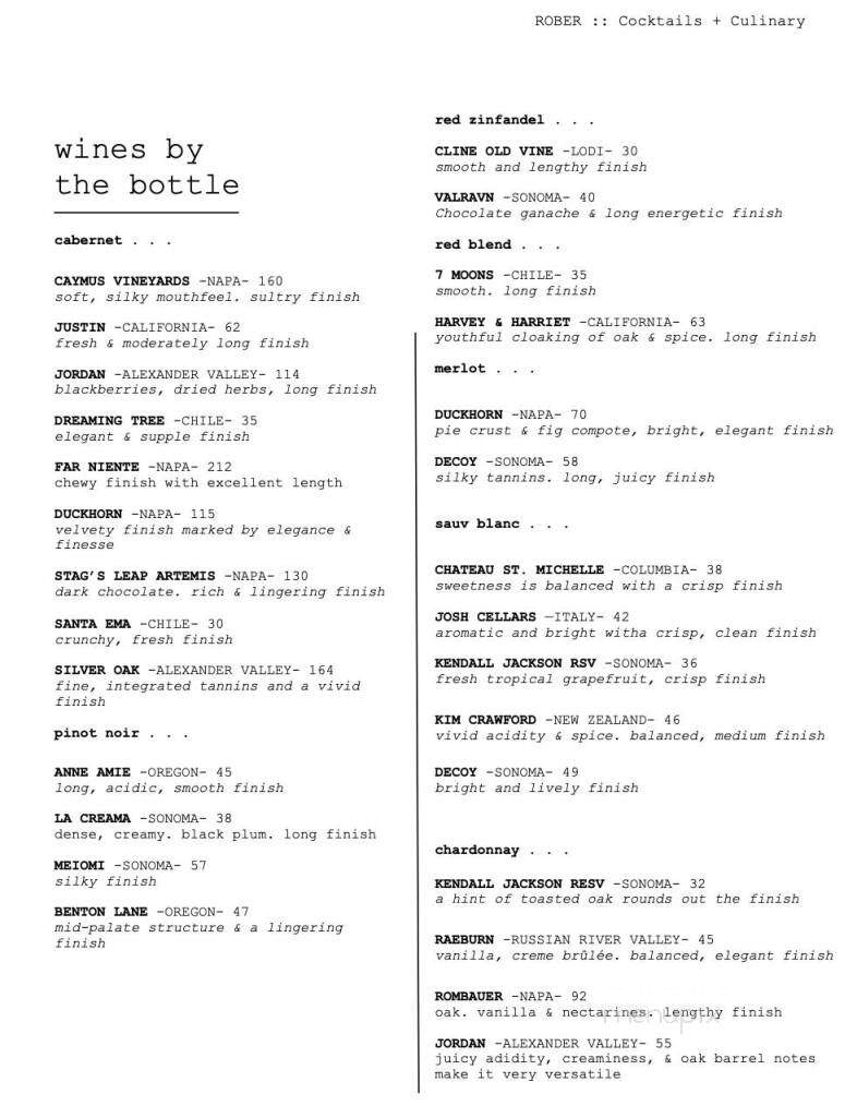 Rober Cocktails and Culinary - Benton, AR menu_pic