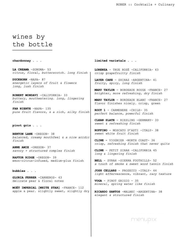 Rober Cocktails and Culinary - Benton, AR menu_pic