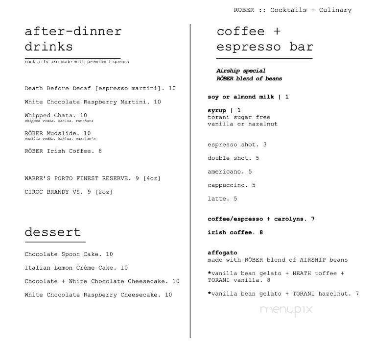 Rober Cocktails and Culinary - Benton, AR menu_pic