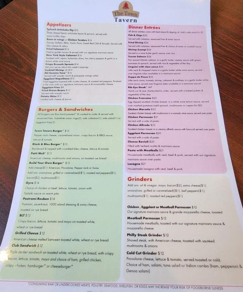 The Town Tavern - East Hampton, CT menu_pic