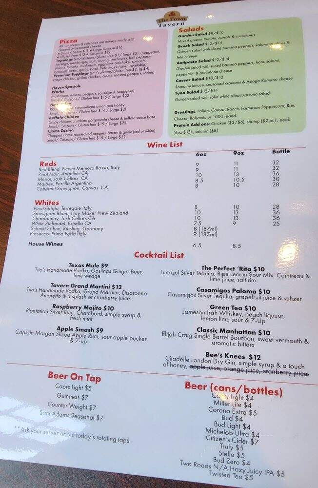 The Town Tavern - East Hampton, CT menu_pic