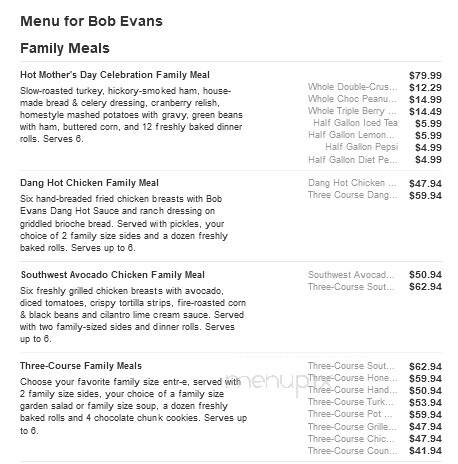 Bob Evans Restaurant - Anderson, IN menu_pic