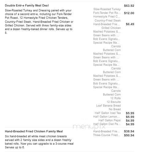 Bob Evans Restaurant - Anderson, IN menu_pic