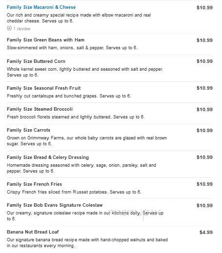 Bob Evans Restaurant - Anderson, IN menu_pic