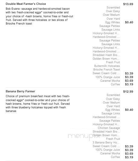 Bob Evans Restaurant - Anderson, IN menu_pic