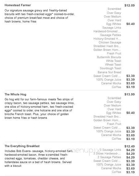 Bob Evans Restaurant - Anderson, IN menu_pic