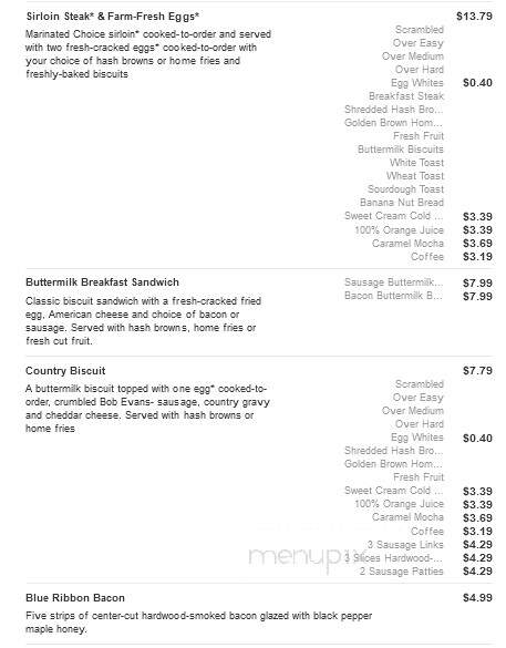 Bob Evans Restaurant - Anderson, IN menu_pic