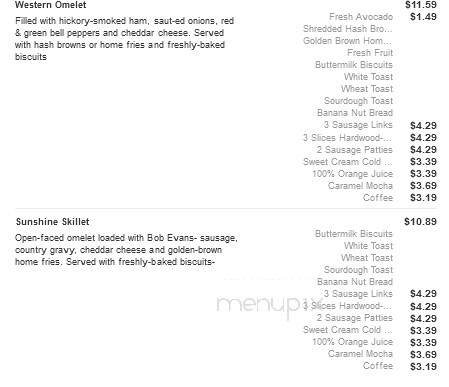 Bob Evans Restaurant - Anderson, IN menu_pic