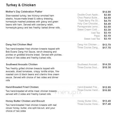 Bob Evans Restaurant - Anderson, IN menu_pic