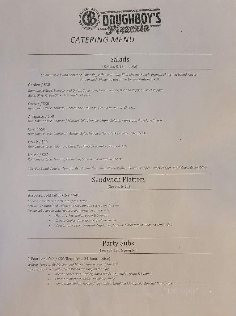 Doughboy's Pizzeria - Halifax, PA menu_pic