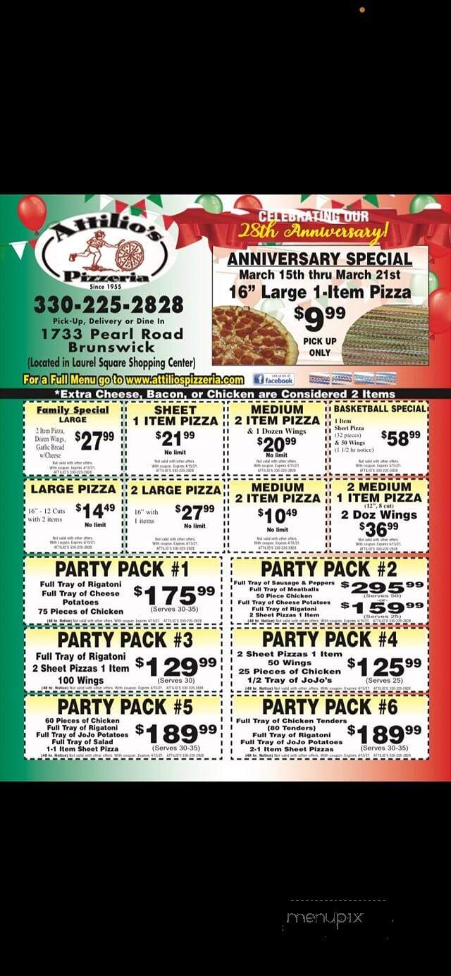 Attilio's Pizzeria - Brunswick, OH menu_pic