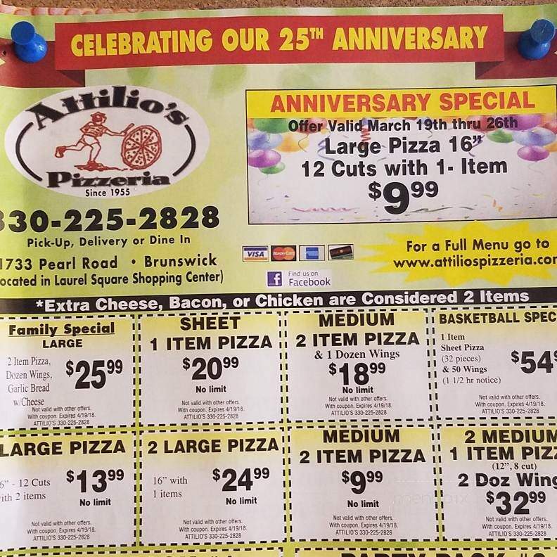 Attilio's Pizzeria - Brunswick, OH menu_pic