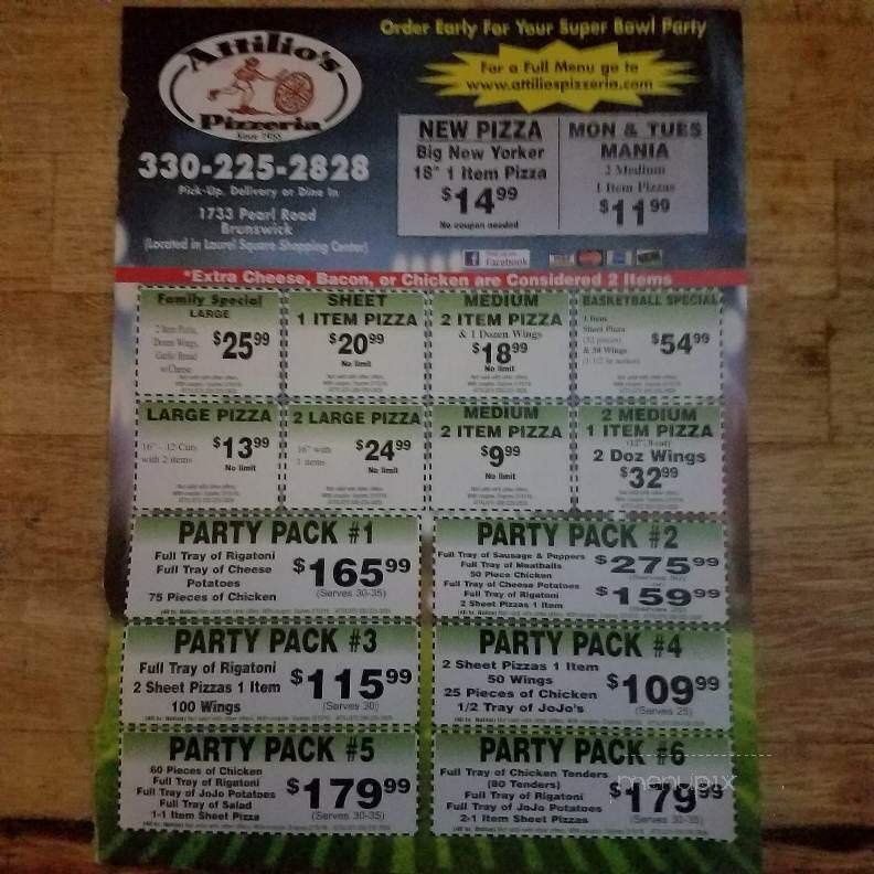 Attilio's Pizzeria - Brunswick, OH menu_pic