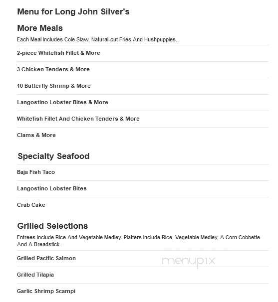 Long John Silver's - Lewisville, TX menu_pic
