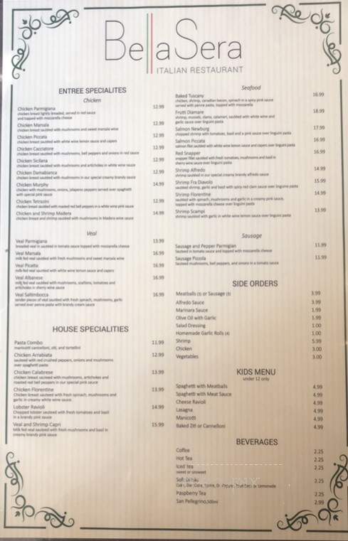 Bella Sera - Copperas Cove, TX menu_pic