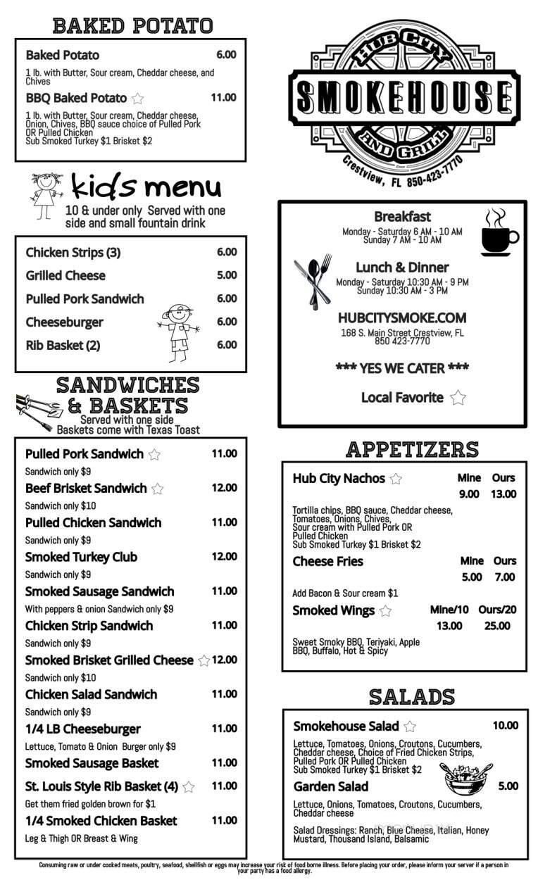 Hub City Smokehouse Grill - Crestview, FL menu_pic