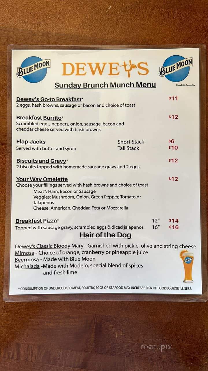 Dewey's Restaurant & Sports Bar - Racine, WI menu_pic